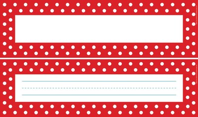 Barker Creek Double-Sided Red & White Dot Name Plates & Bulletin Board Signs, 12 x 3.5, 36/PK