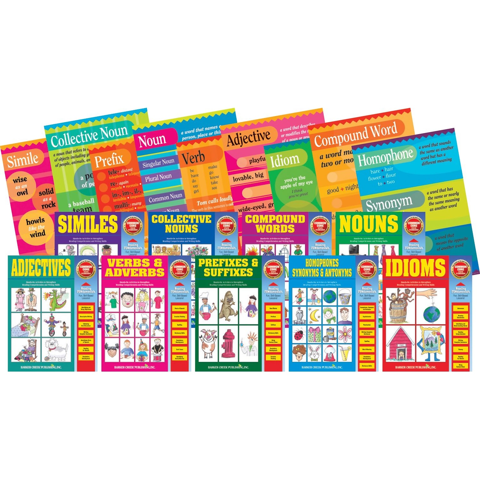 Barker Creek Reading Fundamentals Classroom Poster and Book Set, 18/Set