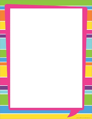 Barker Creek Happy Bright Stripes Computer Paper, 8-1/2 x 11, multi-color, 50 Sheets/Pack