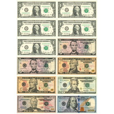 Ashley Math Die Cut Magnet; U.S. Dollars, 5/Pack