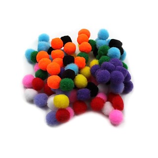 Charles Leonard Creative Arts™ Pom-Poms Furry Balls; Assorted Colors, 1/2, 15/Pack