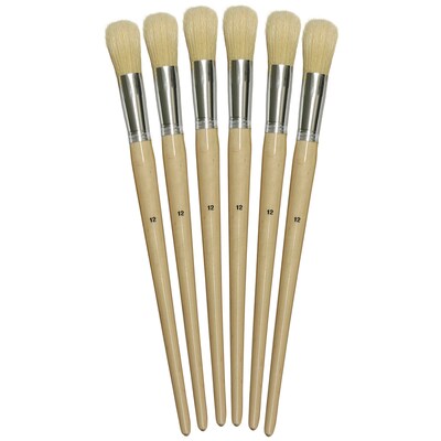 Chenille Kraft Company® Round Paint Brushes With Long Handle; Natural Bristle, #12, 5/Set
