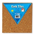 Flipside Cork Tiles, Natural, 6 x 6, 3/Pack