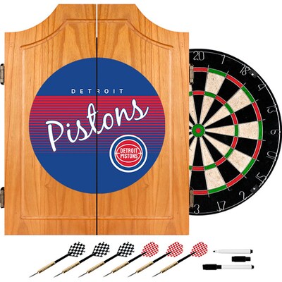 Trademark Global NBA NBA7000HC-DP Wood Dart Cabinet Set; Detroit Pistons