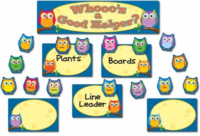 Carson-Dellosa Colorful Owls Job Assignment Bulletin Board Set, 45 Pieces/Set