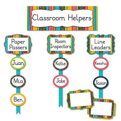 Carson-Dellosa Stylin Stripes Job Assignment Bulletin Board Set, 53 Pieces/Set