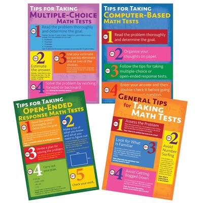 Mark Twain Media Math Testing Tips Bulletin Board Set, 4 Boards/Set