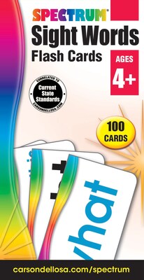 Spectrum Flash Cards, Sight Words, 100/Pack