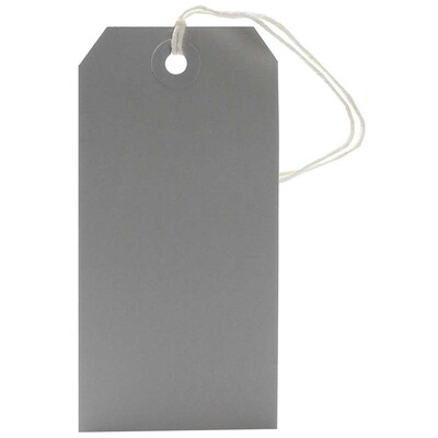 JAM Paper® Gift Tags with String, Medium, 2 3/8 x 4 3/4, Grey, 10/pack (91927644)