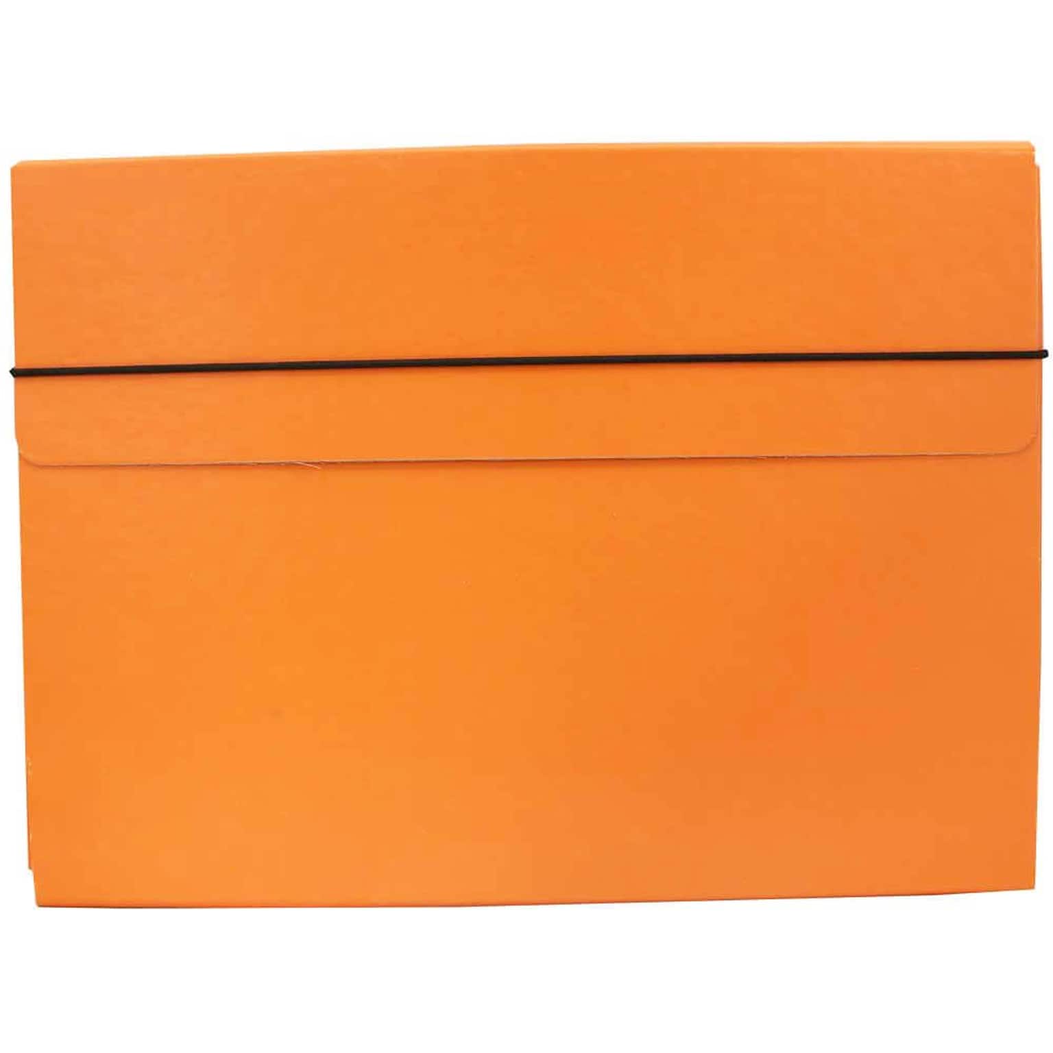JAM Paper® Strong Thin Portfolio Carrying Case with Elastic Band Closure - 9 1/4 x 1/2 x 12 1/2 - Orange - Sold Individually