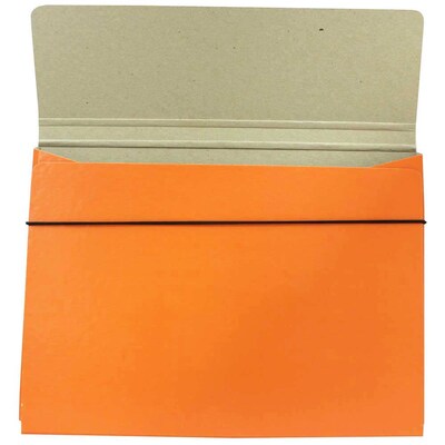 JAM Paper® Strong Thin Portfolio Carrying Case with Elastic Band Closure - 9 1/4" x 1/2" x 12 1/2" - Orange - Sold Individually