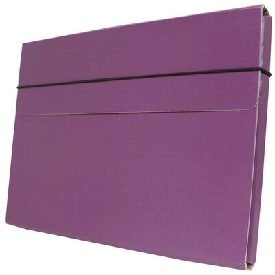 JAM Paper® Strong Thin Portfolio Carrying Case with Elastic Band Closure - 9 1/4" x 1/2" x 12 1/2" - Purple - Sold Individually