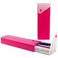 JAM Paper® Plastic Sliding Pencil Case Box with Button Snap, Hot Pink, Sold Individually (166528418)