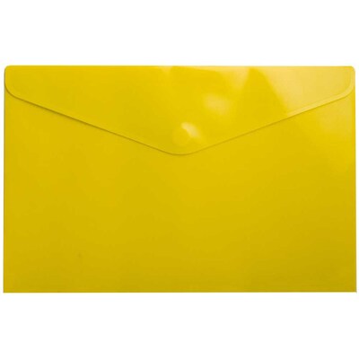 JAM Paper® Plastic Envelopes with Hook & Loop Closure, Legal Booklet, 9.75 x 14.5, Yellow, 12/Pack (235828262)