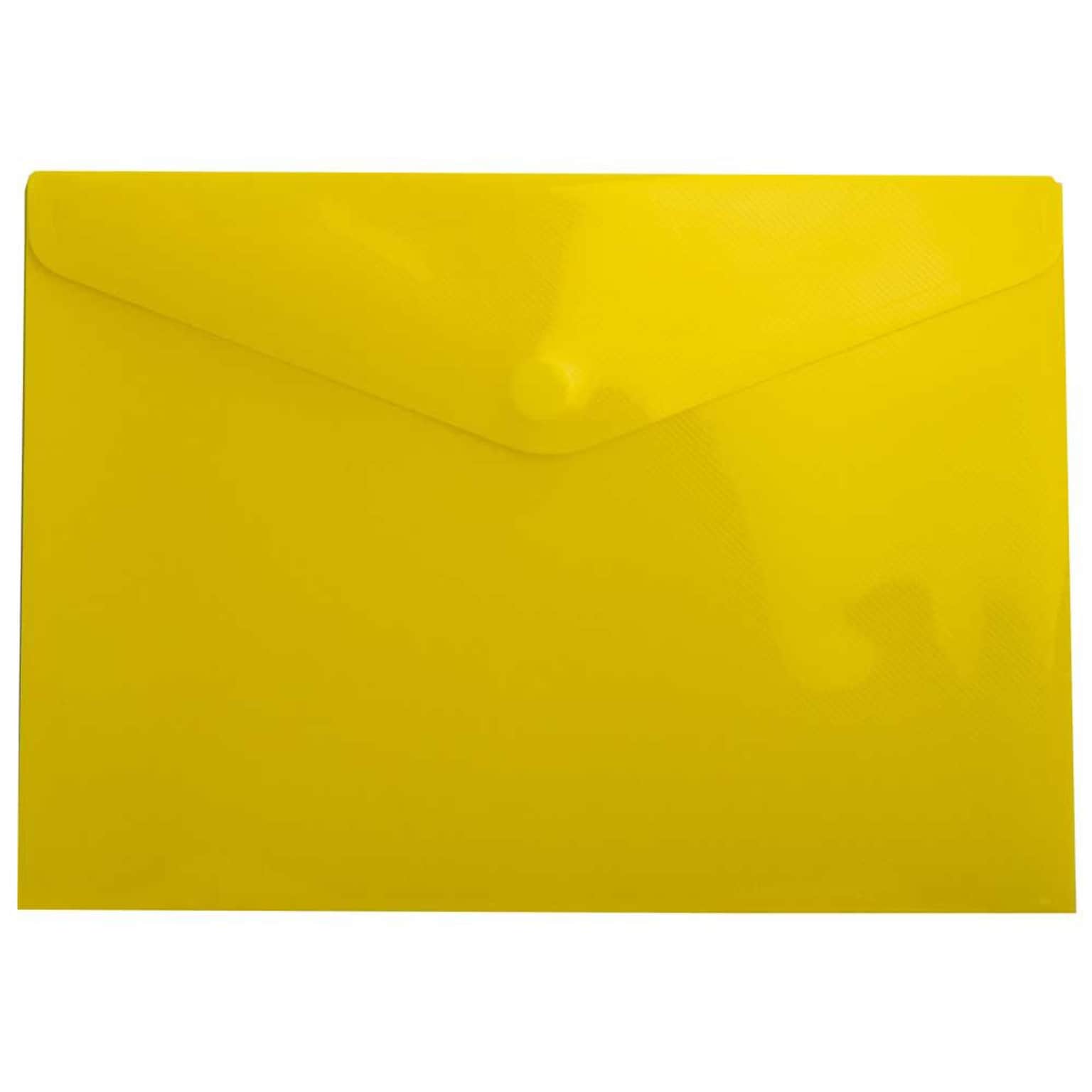 JAM Paper® Plastic Envelopes with Hook & Loop Closure, Letter Booklet, 9.75 x 13, Yellow, 12/pack (235828266)