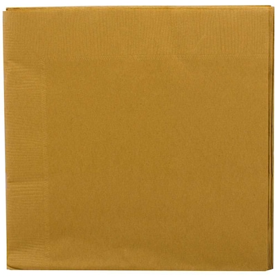 JAM Paper Beverage Napkin, 2-ply, Gold, 50 Napkins/Pack (356028327)