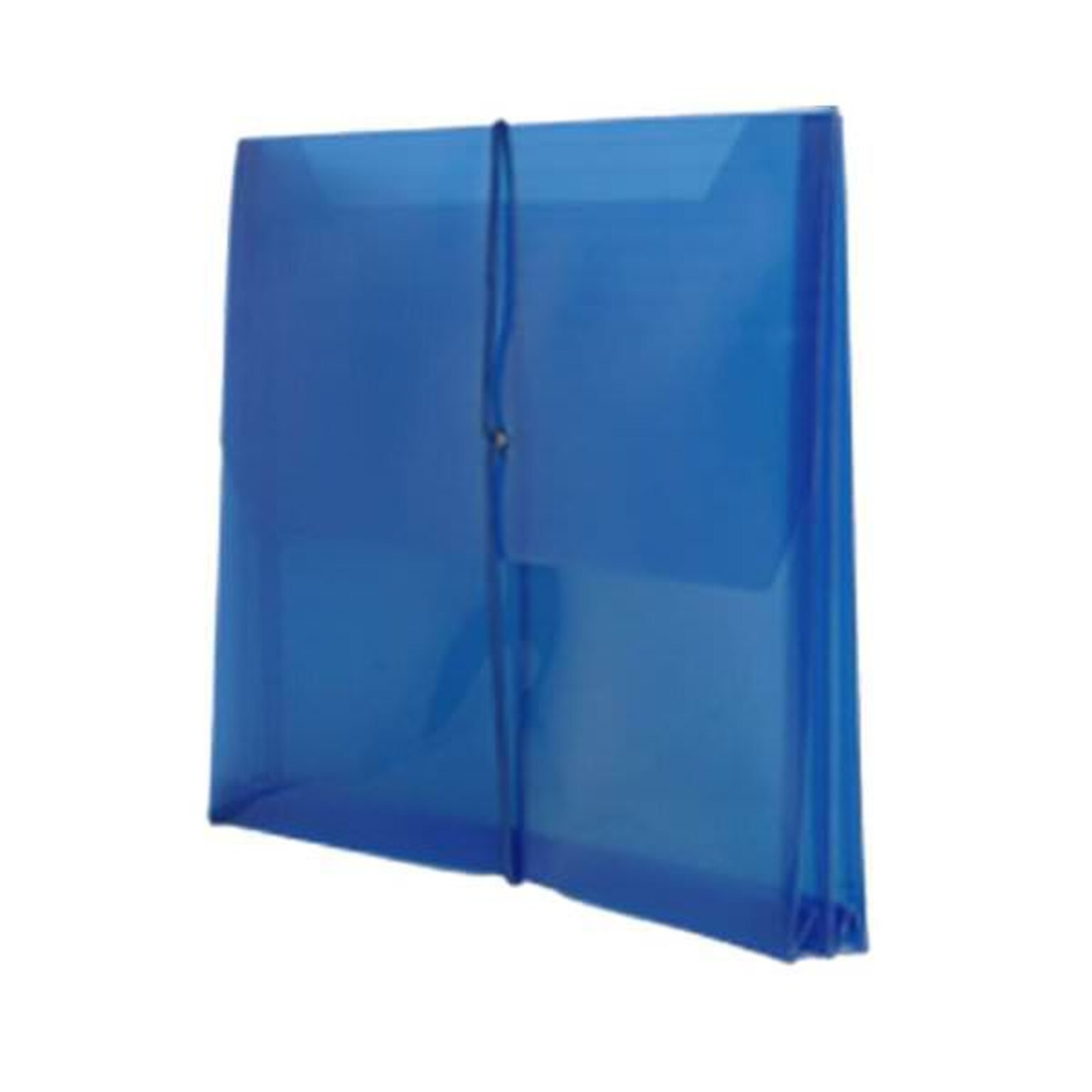 JAM Paper® Plastic Envelopes with Elastic Band Closure, 9.75 x 13 with 2.625 Inch Expansion, Blue, 12/Pack (218E25BUB)