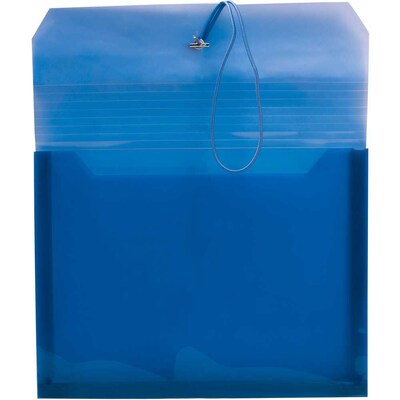 JAM Paper® Plastic Envelopes with Elastic Band Closure, 9.75 x 13 with 2.625 Inch Expansion, Blue, 1