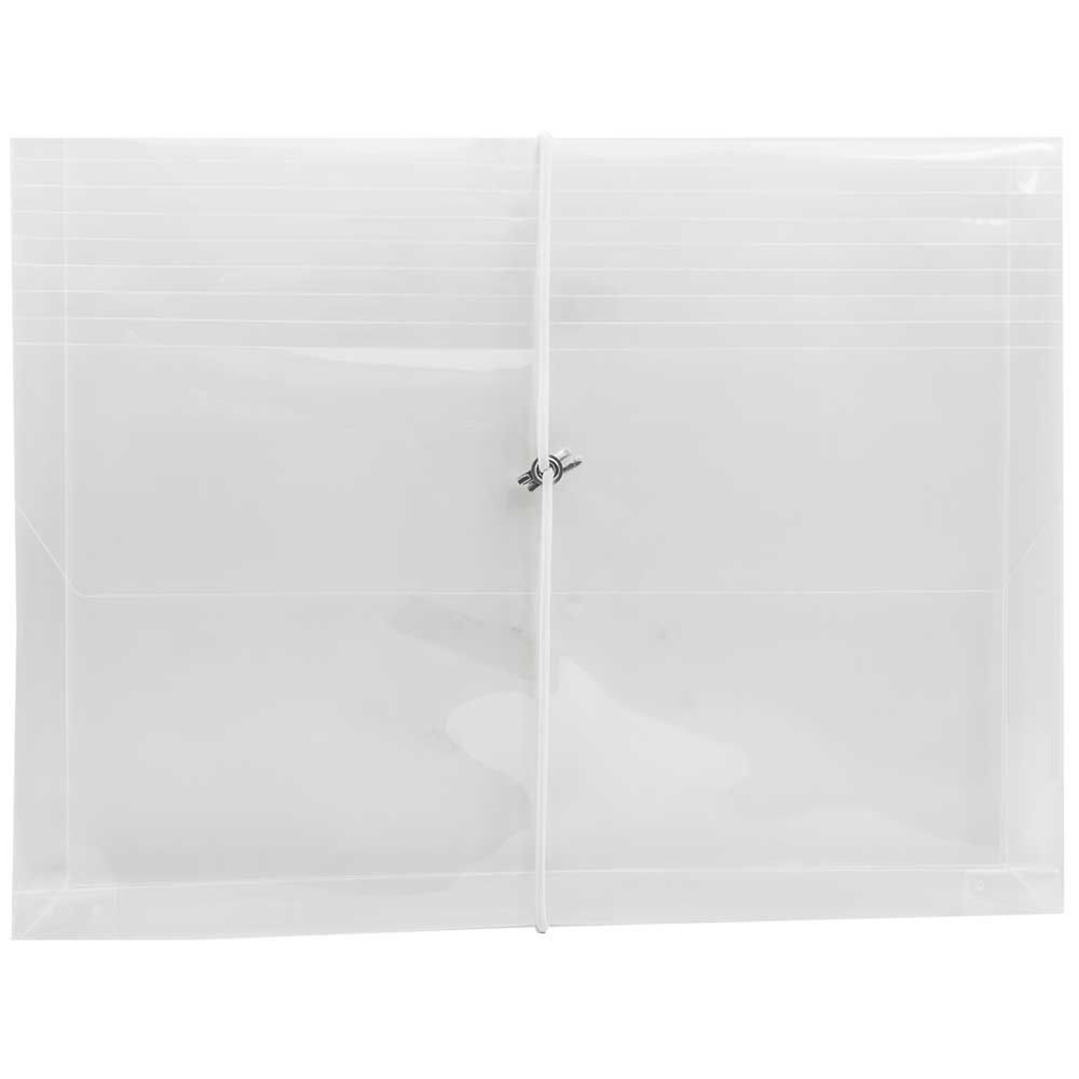 JAM Paper® Plastic Envelopes with Elastic Band Closure, 9.75 x 13 with 2.625 Inch Expansion, Clear, 12/Pack (218E25CLB)