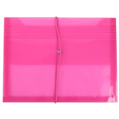 JAM Paper® Plastic Envelopes with 2 5/8 Exp, Elastic Closure, Letter Booklet, 9.75 x 13, Fuchsia Pin