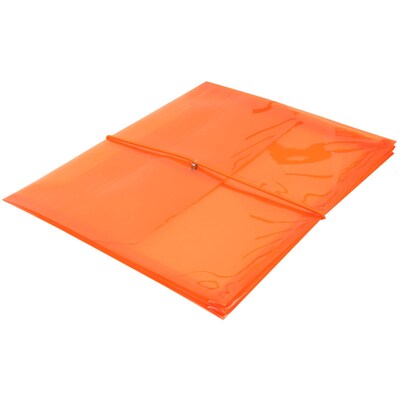 JAM Paper® Plastic Envelopes with Elastic Band Closure, 9.75 x 13 with 2.625 Inch Expansion, Orange, 12/Pack (218E25ORB)