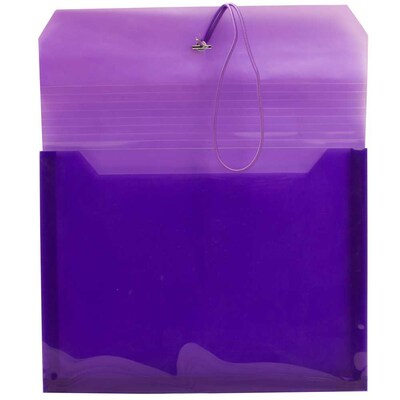 JAM Paper® Plastic Envelopes with Elastic Band Closure, 9.75 x 13 with 2.625 Inch Expansion, Purple,