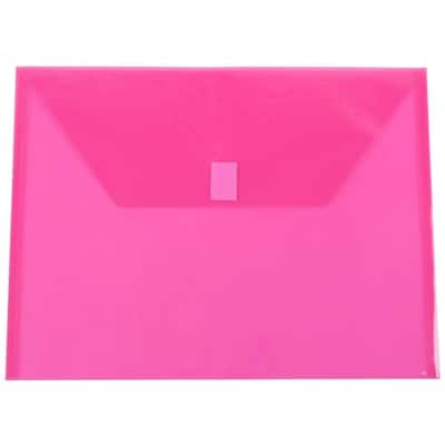 JAM Paper® Plastic Envelopes with Hook & Loop Closure, Letter Booklet, 9.75 x 13, Fuchsia Pink Pol