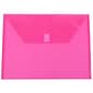 JAM Paper® Plastic Envelopes with Hook & Loop Closure, Letter Booklet, 9.75 x 13, Fuchsia Pink Pol