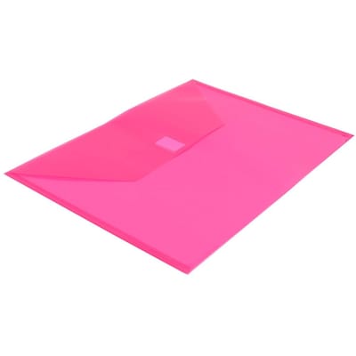 JAM Paper® Plastic Envelopes with Hook & Loop Closure, Letter Booklet, 9.75 x 13, Fuchsia Pink Pol