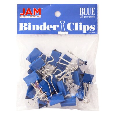 JAM Paper® Colored Binder Clips, Small, 19mm, Blue, 25/pack (334BCBU)
