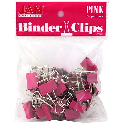 JAM Paper® Colored Binder Clips, Small, 19mm, Pink, 25/pack (334BCPI)