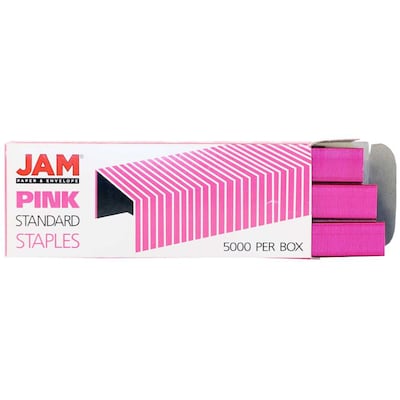 JAM Paper® Standard Size Colorful Staples, Pink, 5000/box (335PI)