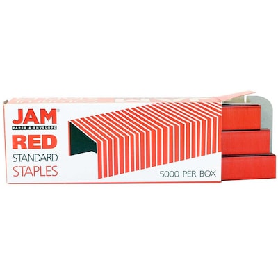 JAM Paper® Standard Size Colorful Staples, Ruby Red, 5000/Box (335RE)