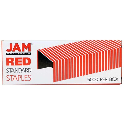 JAM Paper® Standard Size Colorful Staples, Ruby Red, 5000/Box (335RE)