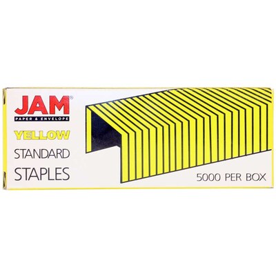 JAM Paper® Standard Size Colorful Staples, Yellow, 5000/box (335YE)