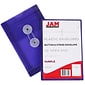 JAM Paper® Plastic Envelopes with Button and String Tie Closure, Open End, 4.25 x 6.25, Purple Poly, 12/pack (473B1PU)