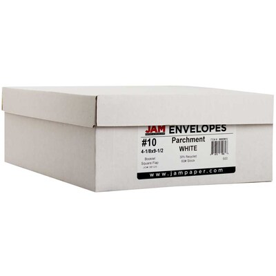 JAM Paper Open End #10 Business Envelope, 4 1/8 x 9 1/2, White, 50/Pack (900829012I)