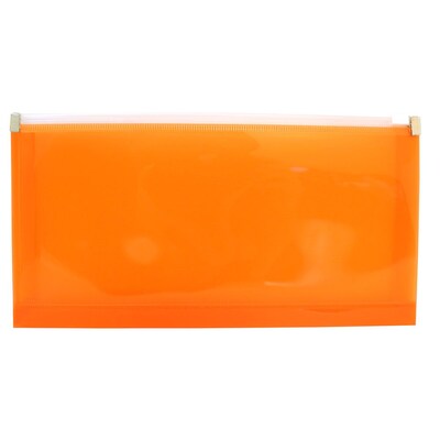 JAM Paper® #10 Plastic Envelopes with Zip Closure, 5 x 10, Orange Poly, 12/pack (921Z1OR)