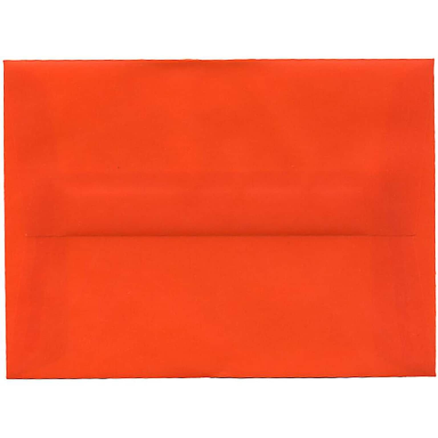 JAM Paper® A6 Translucent Vellum Invitation Envelopes, 4.75 x 6.5, Orange, 50/Pack (PACV669I)