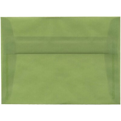 JAM Paper A7 Translucent Vellum Invitation Envelopes, 5.25 x 7.25, Leaf Green, 50/Pack (PACV703I)