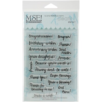 MSE My Sentiments Exactly Clear Stamps 4 x 6 inch Sheet, Handwritten Sentiments