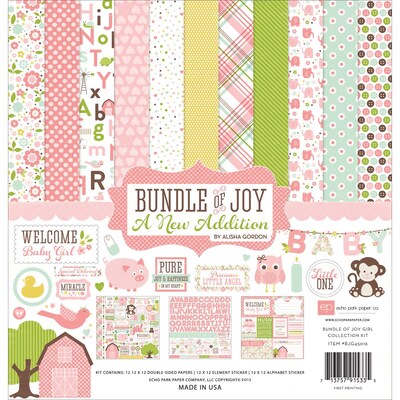 Echo Park Paper Collection Kit 12 x 12 inch, Baby Girl (BJGT7916)