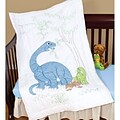 Jack Dempsey Stamped Crib Quilt Top White 40 x 60 inch, Dinosaurs