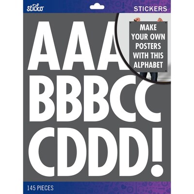 Sticko Alphabet Stickers X-Large, White Futura Futura