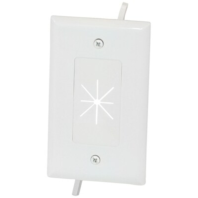 Datacomm™ 45-0014-WH 1.13 1-Gang Cable Plate with Flexible Opening, White