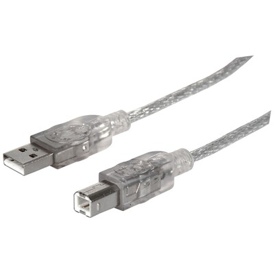 Manhattan® 15 Hi-Speed USB 2.0 Male/Male Cable, Translucent Silver