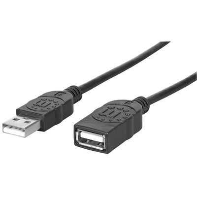 Manhattan 10 Hi-Speed USB 2.0 Male/Female Extension Cable, Black