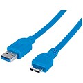 Manhattan® 3.28 SuperSpeed USB 3.0 Male/Male Cable, Blue