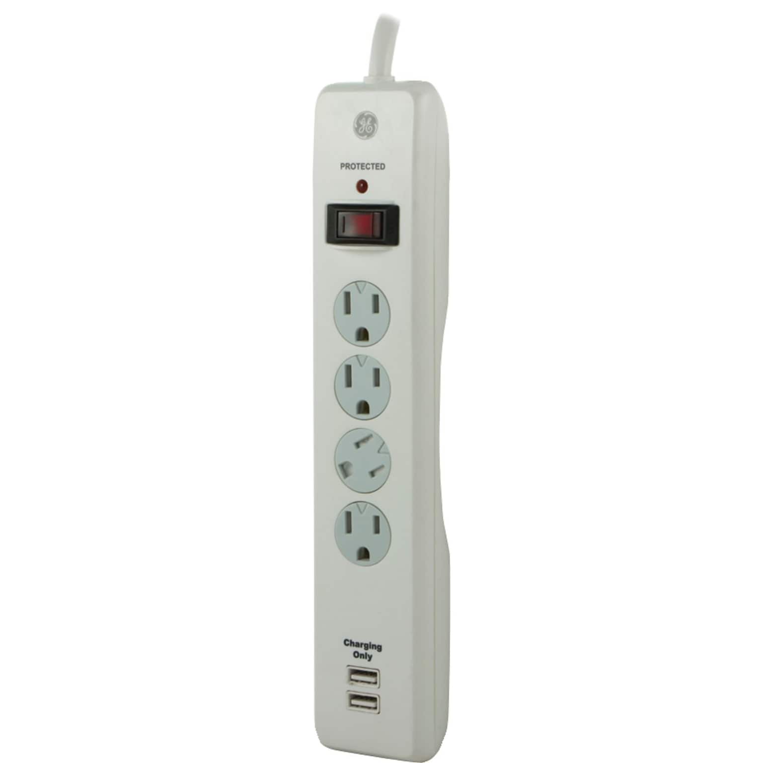GE 4 Outlet Surge Protector, 3 Cord, 450 Joules (14090)
