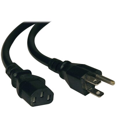 Tripp Lite® Universal Computer Power Cord, 15', 10 A, 18 AWG, Black (TRPP006015)